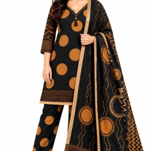 Rayon Printed Suit Set for Women with Abstract Geometric Kurti and Parshi Salwar