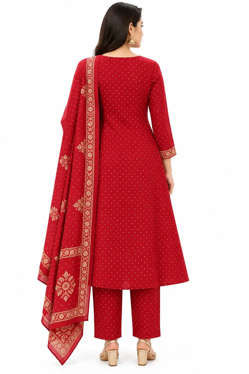 Cotton A Line Kurti Pant Dupatta Set for Women