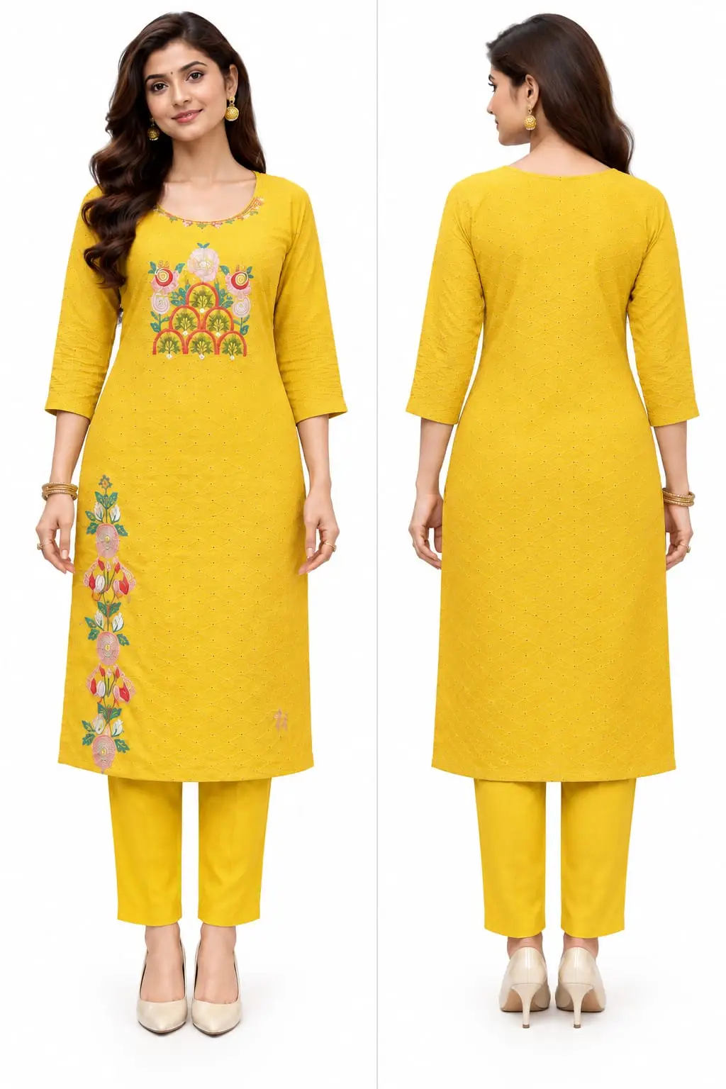 Chikankari Kurti Set for Women with Floral Design