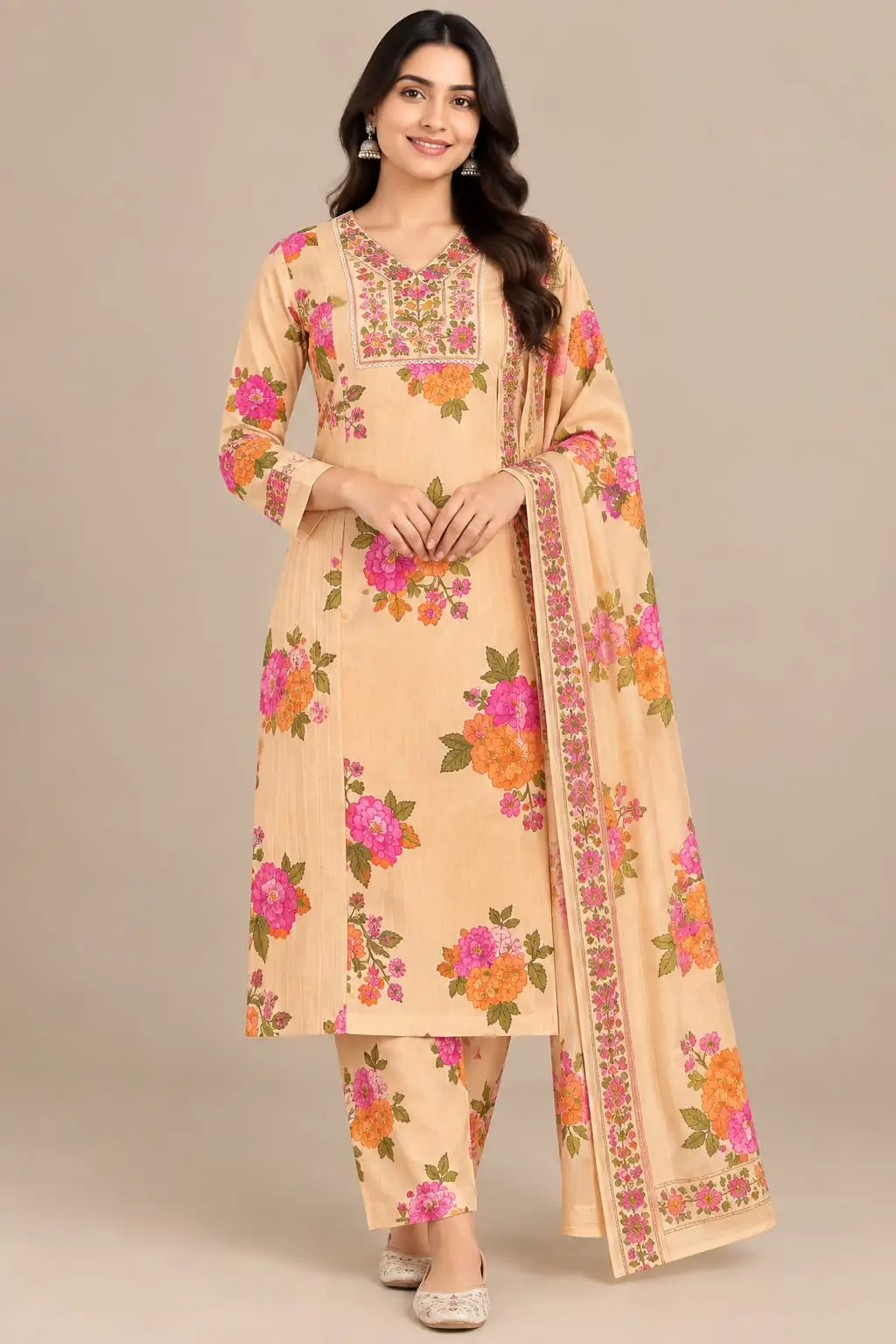Floral straight suit for women by Urban Riwaz