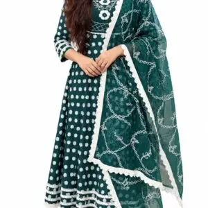 Cotton Anarkali Kurti with Floral Butti Print for Women