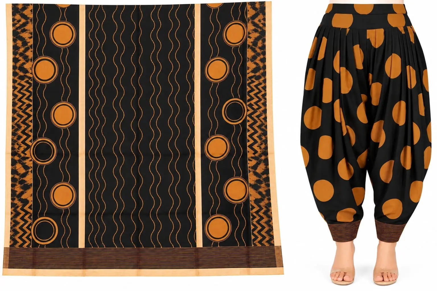 Rayon Printed Suit Set for Women with Abstract Geometric Kurti and Parshi Salwar