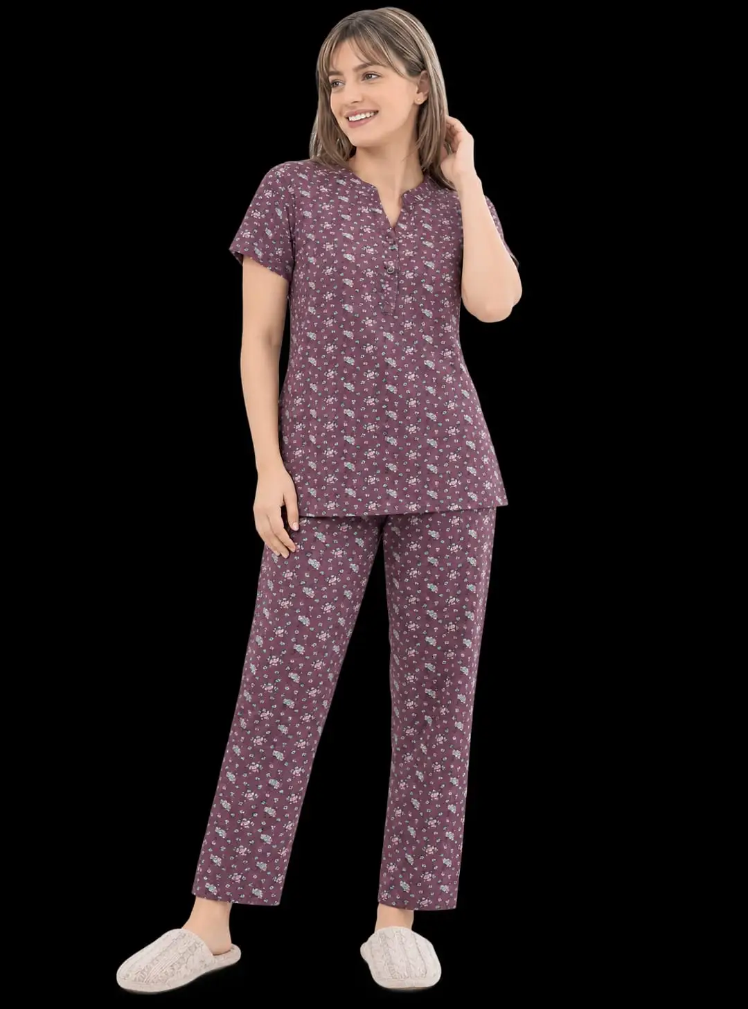 Women's Cotton Sleepwear Comfortable Two-Piece Night Suit
