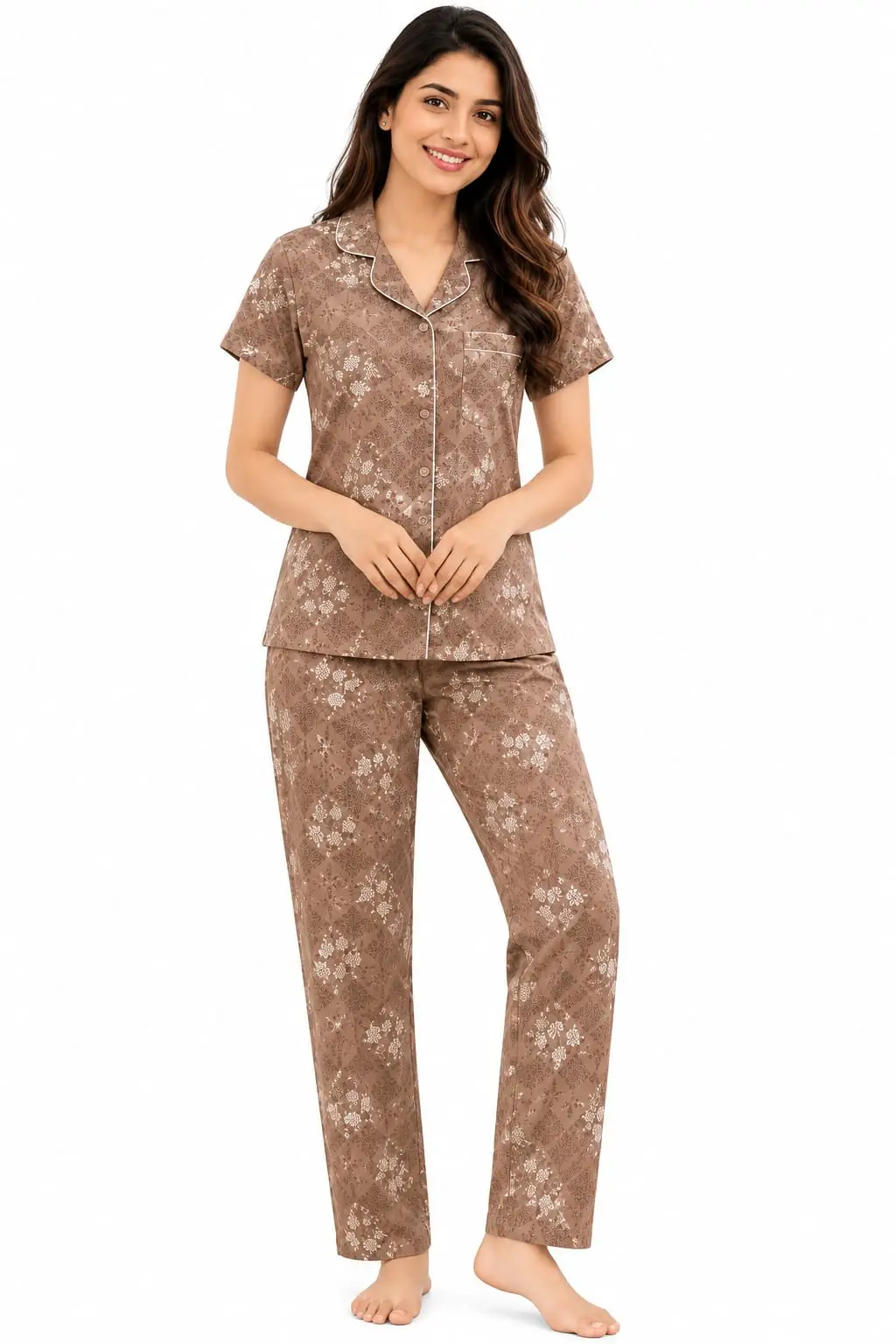 Women's Printed Shirt & Lower Night Suit