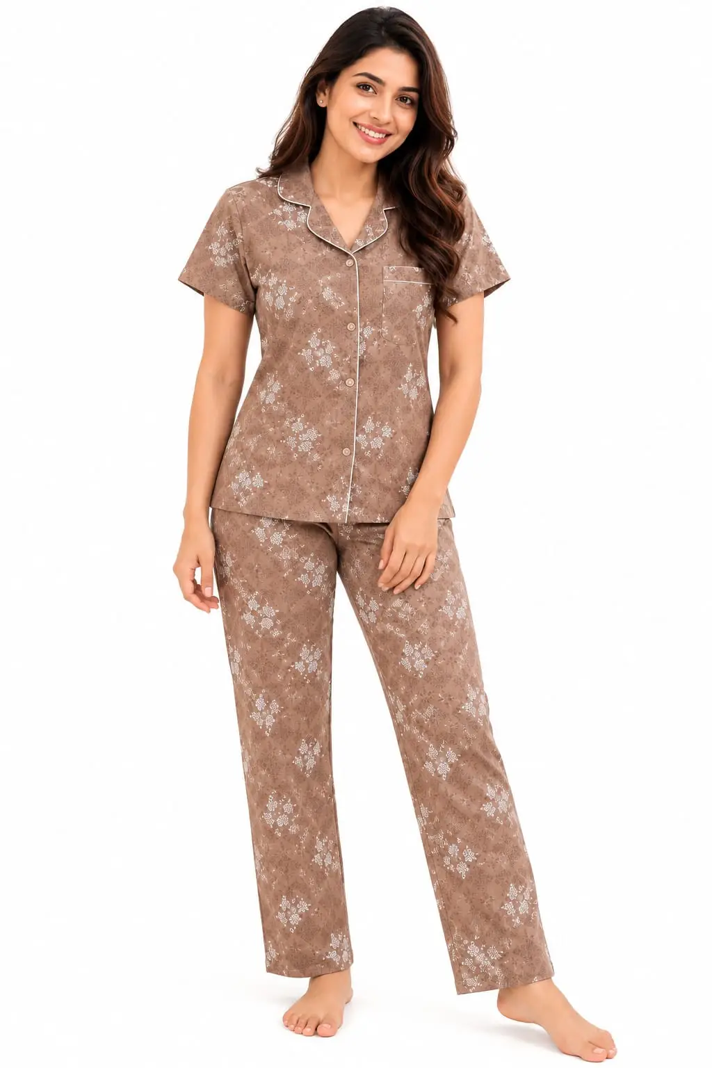 Women's Printed Shirt & Lower Night Suit