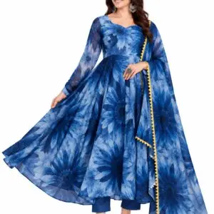 Organza Anarkali with floral print for women