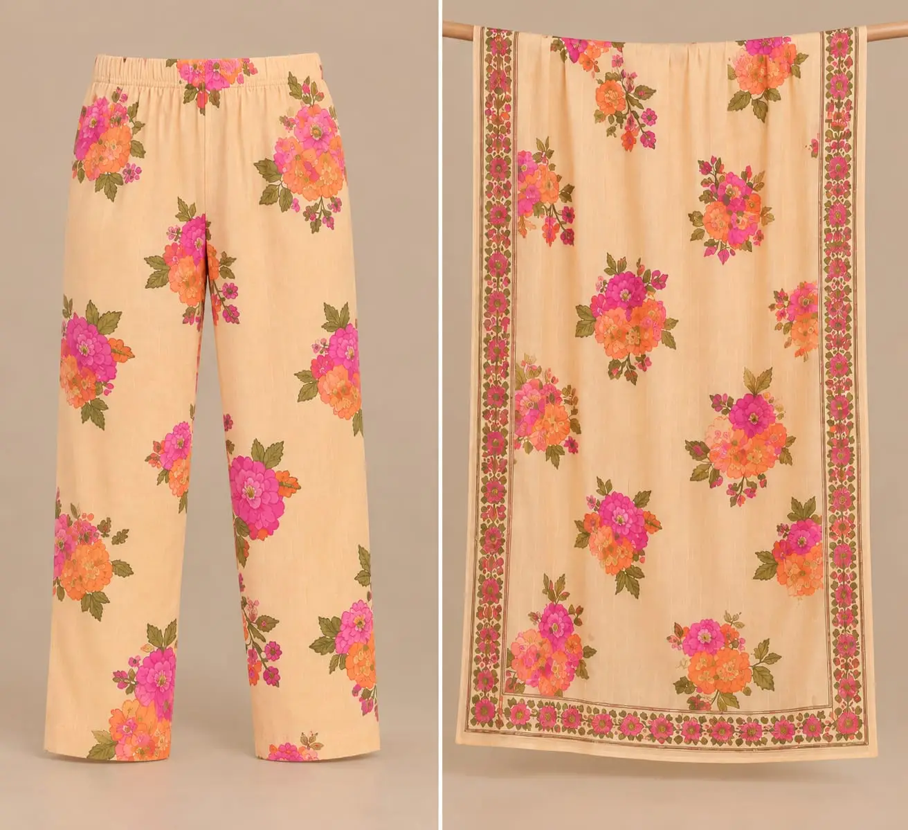 Floral straight suit for women by Urban Riwaz