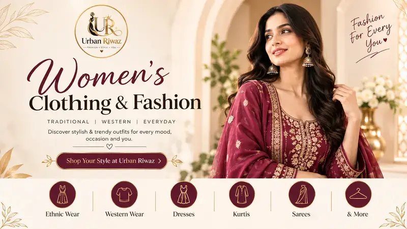 Urban Riwaz women’s fashion collection featuring Anarkali suits, straight suits, cord sets and night suits