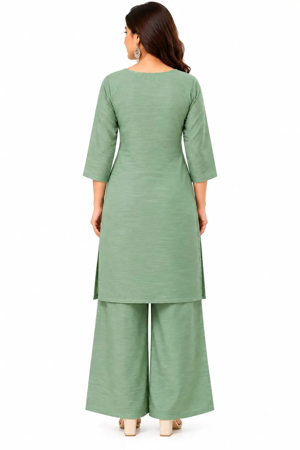 Crush fabric kurti palazzo set with dupatta for women