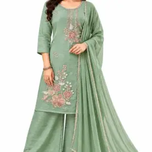 Crush fabric kurti palazzo set with dupatta for women