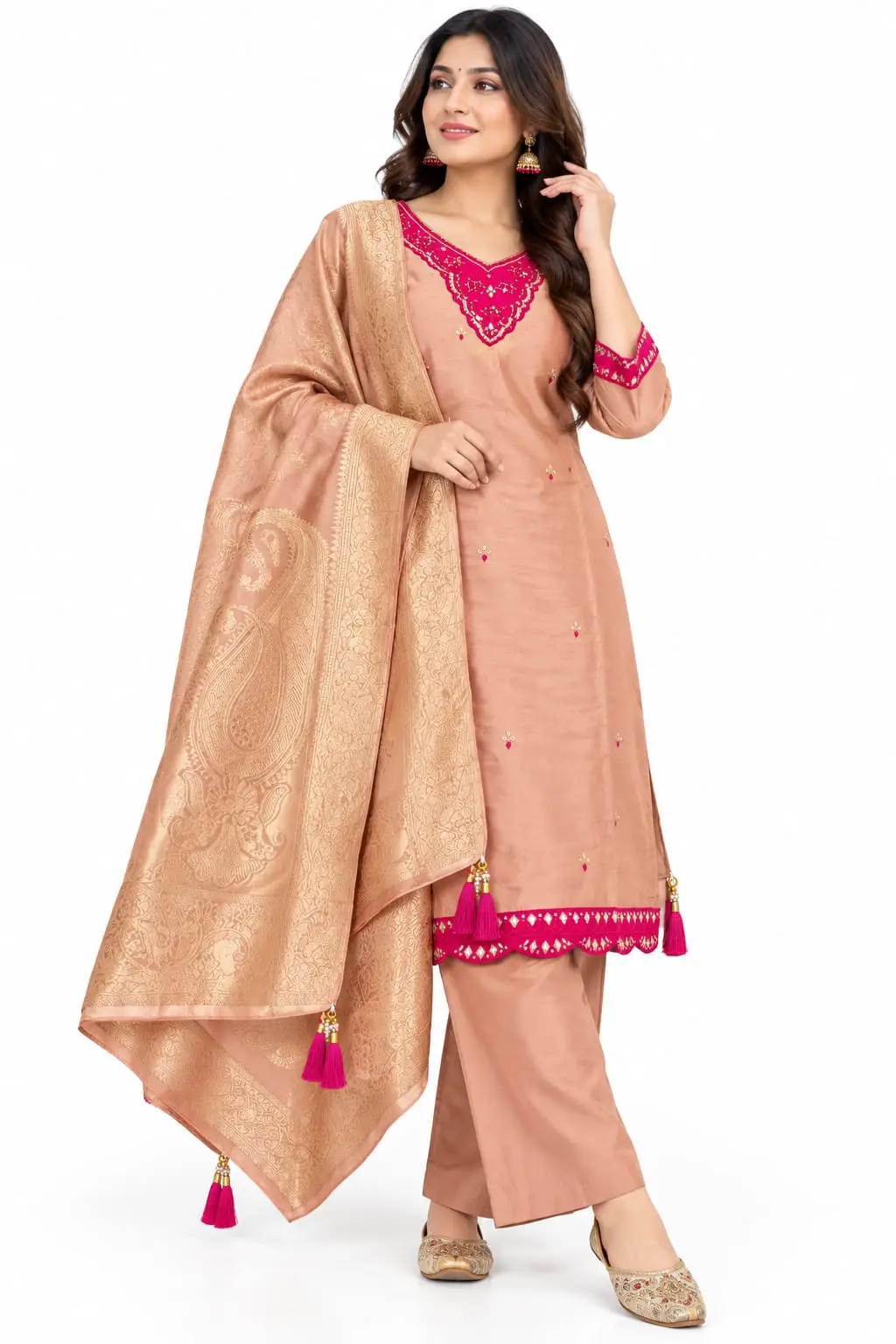 Peach Rose Gold Deep Rani Pink 3-Piece Set