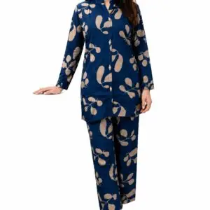 Rayon cord set for women with abstract geometric and line print